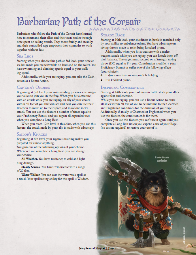 Humblewood Beta: Lunin & Path of the Corsair (PDF)