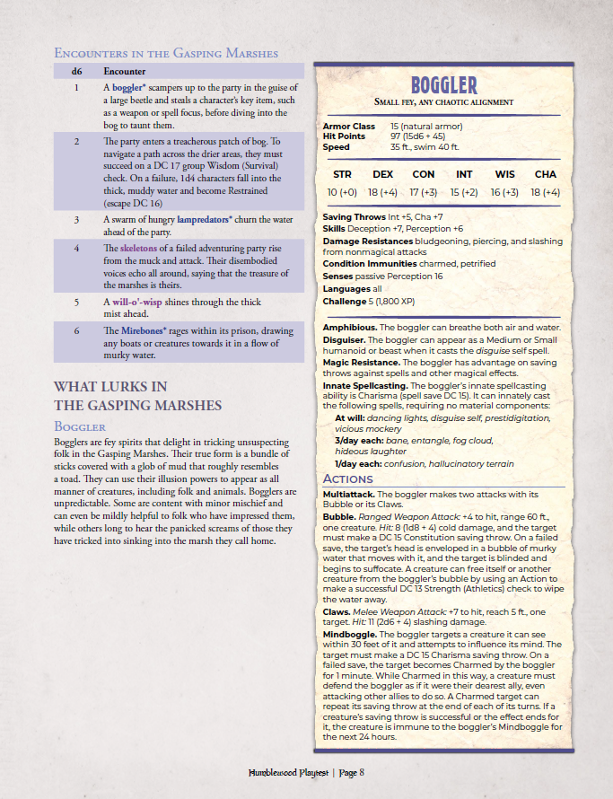 Humblewood Beta: Greno & The Gasping Marshes (PDF)