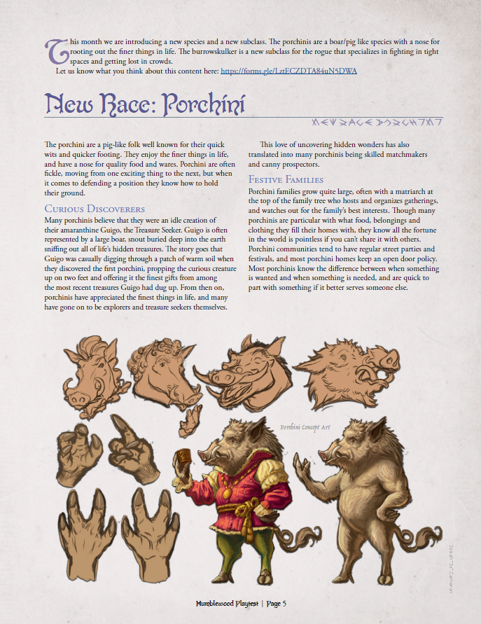 Humblewood Beta: Porchini & Burrowskulker (PDF)