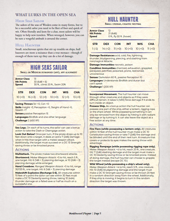 Humblewood Beta: Gwin & The Open Sea (PDF)