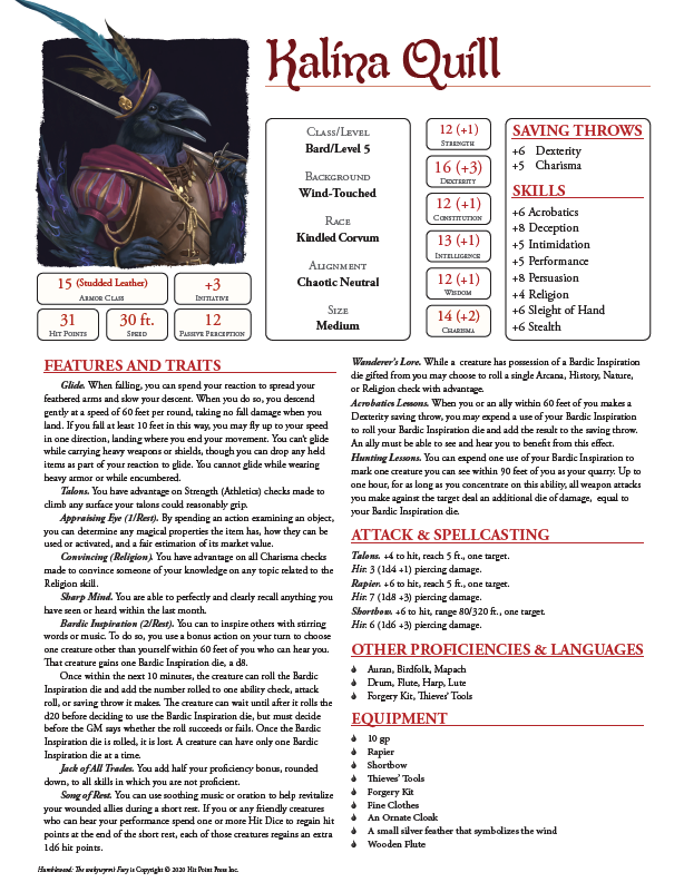Humblewood: The Wakewyrm's Fury (PDF)